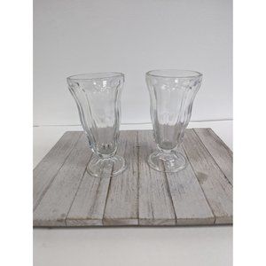 Anchor Hocking Set of 2 Glass Clear Fountainware Sundae Soda Footed Tumbler